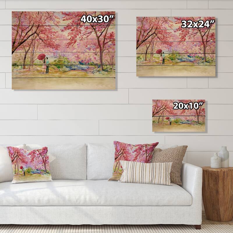 Designart 'Romantic Couple In Love In Paris V' French Country Wood Wall