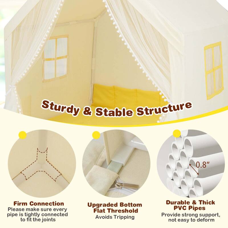 Costway Large Play Tent Kids & Toddlers Playhouse with Washable - Beige - See Details