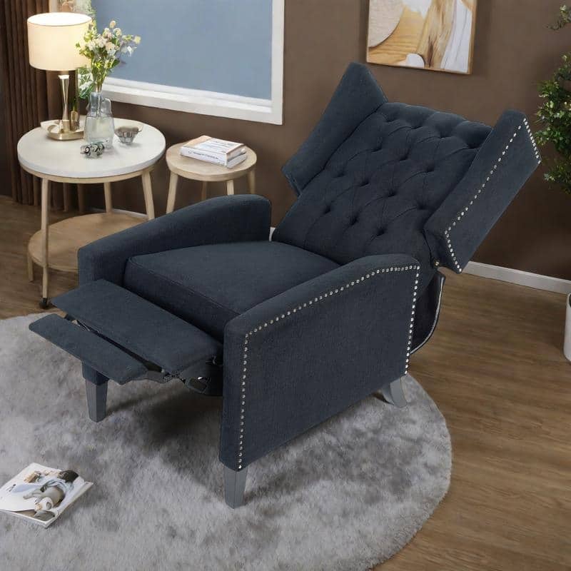 Fabric Wingback Recliner Chair with 3-Position Manual Recline, 220lb Capacity - Black