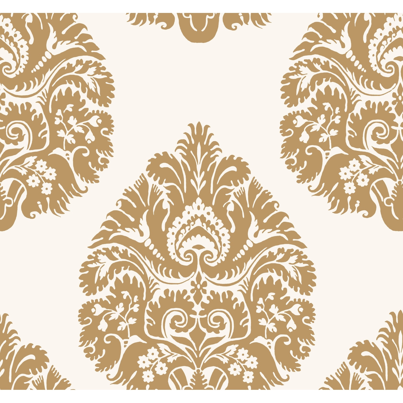 Ronald Redding Teardrop Damask Gold Wallpaper