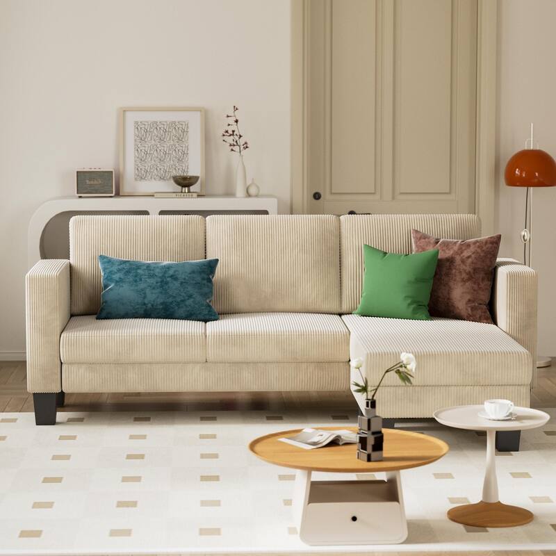 Furniwell L-Shaped Modular Sofa, 3 Seat Sleeper, Combination Sofa, Living Room Sofa - Beige