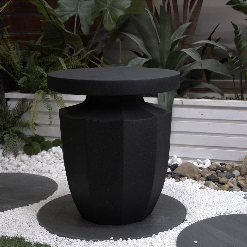Decorative Garden End Table, 20.3" H Modern Heavy Duty Patio Sturdy Faux Terrazzo