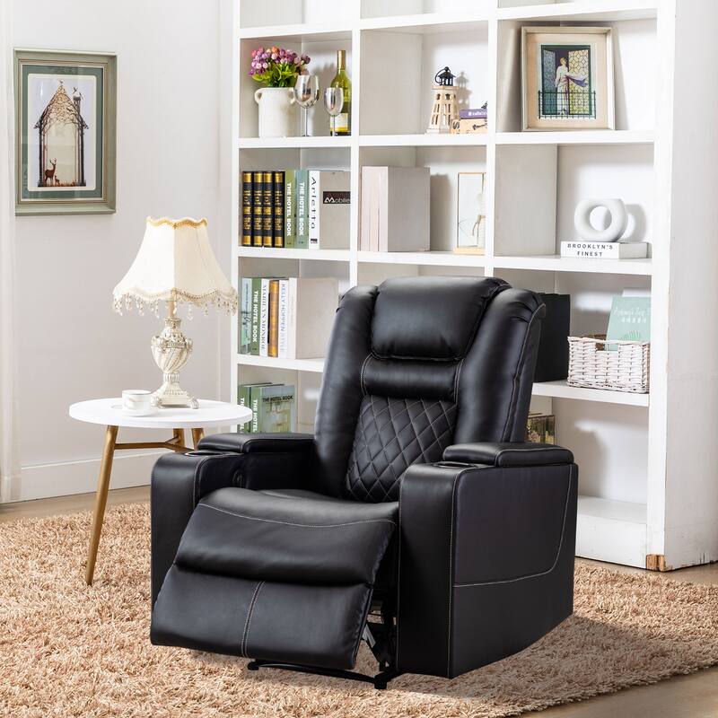 Breathable Leather Home Theater Seating with with USB Ports and Cup Holders