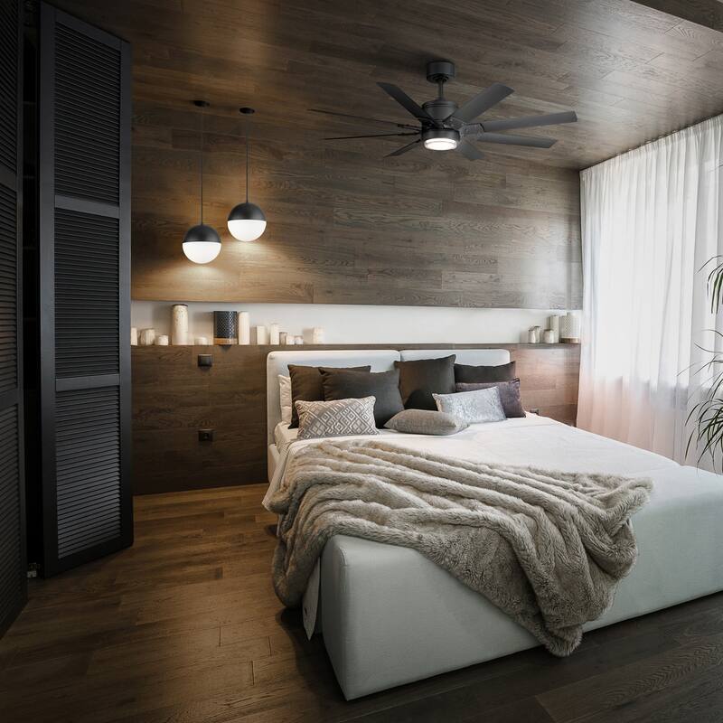 Renegade Indoor and Outdoor 8-Blade Smart Ceiling Fan 52in with 3000K LED Light Kit and Remote Control with Wall Cradle - 52