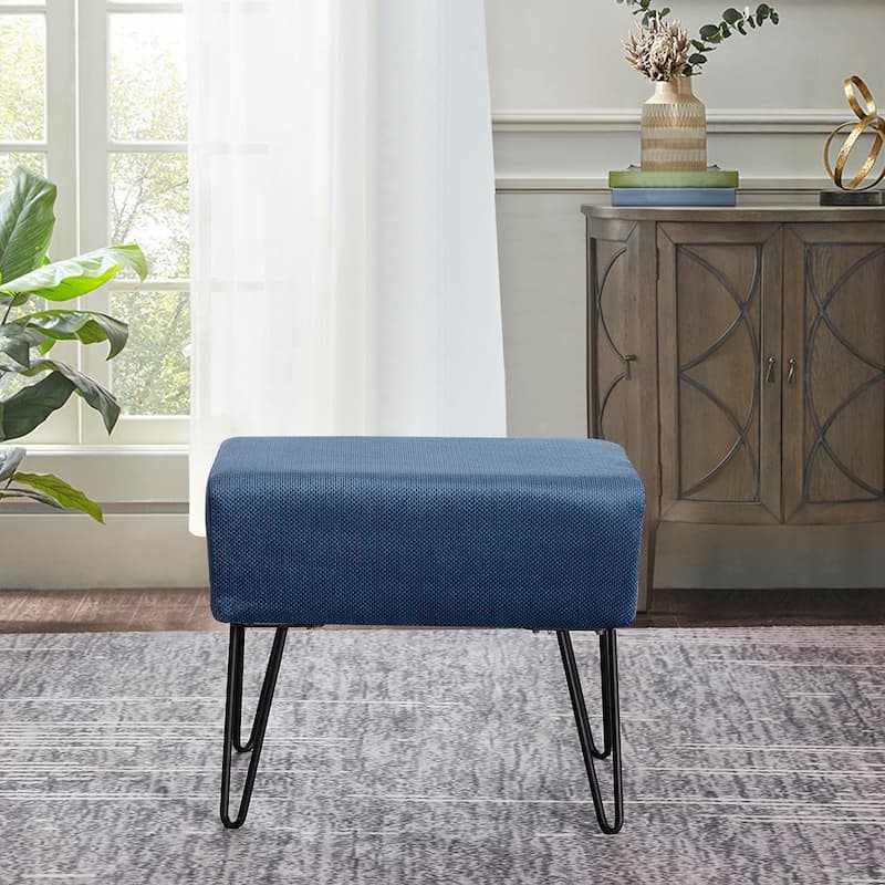 Serenta Milliken Plush Ottoman, 19" x 13" x 17" H