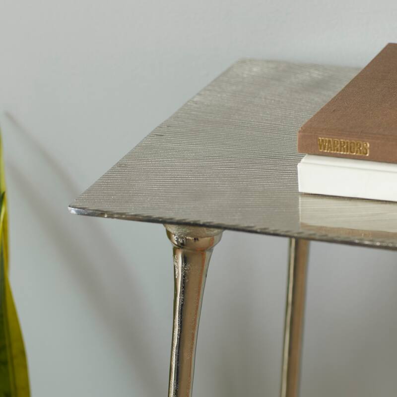 Aluminum Metal Console Table - Silver - Roche River Decor - 15"Wx50"Lx31"H