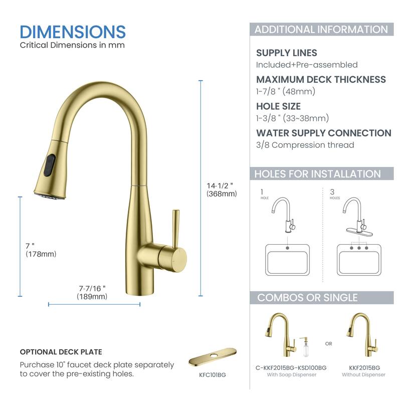 Bari Single Handle Pull Down Kitchen & Bar Sink Faucet