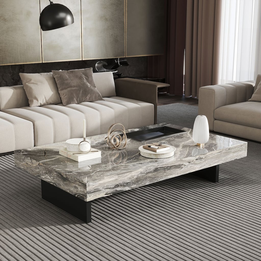 JASIWAY Light Luxury Sintered Stone Rectangle Coffee Table