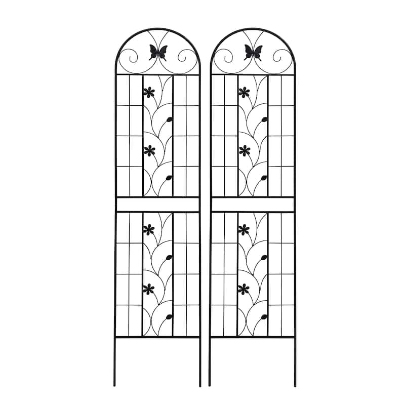 Black Metal Trellis for Garden Climbing Plants Supports for Roses Clematis or Vines - 19.7”W x 86.7”H