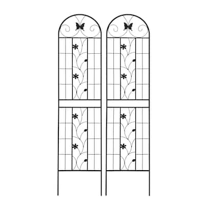 Black Metal Trellis for Garden Climbing Plants Supports for Roses Clematis or Vines - 19.7”W x 86.7”H