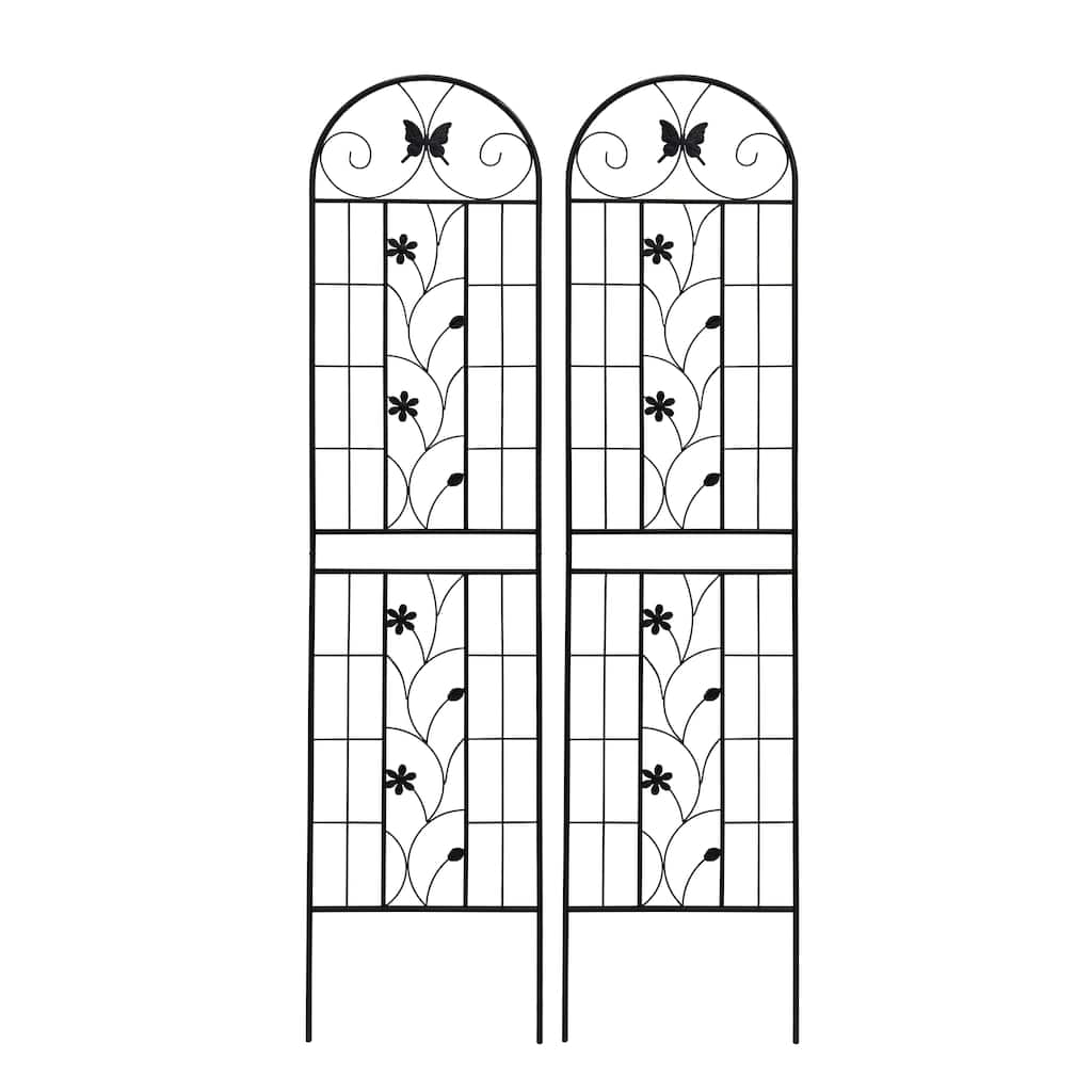 Black Metal Trellis for Garden Climbing Plants Supports for Roses Clematis or Vines - 19.7”W x 86.7”H