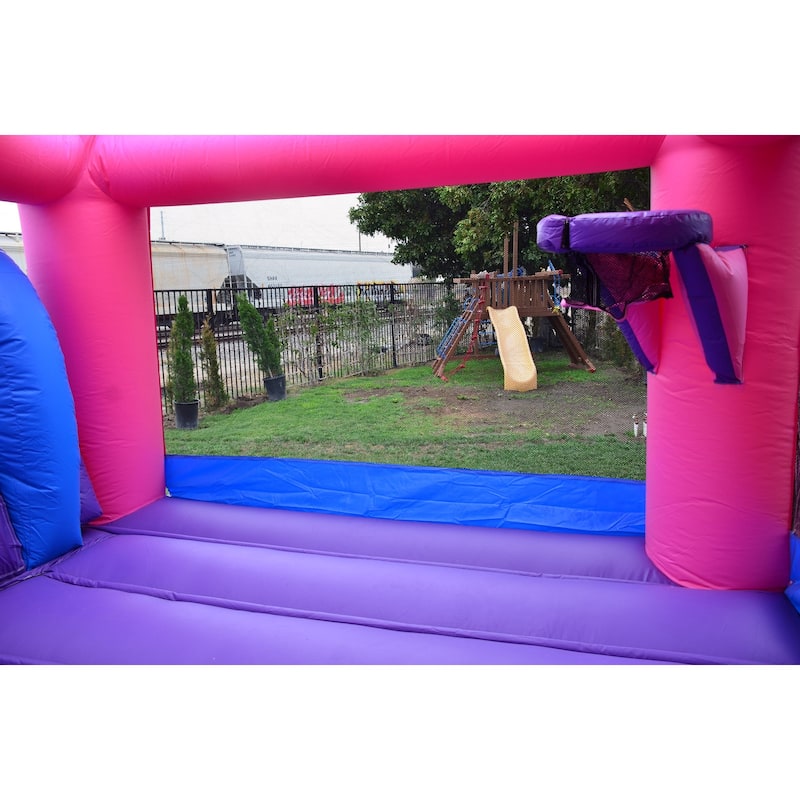 Jump Orange Tiara Athletic 5 in 1 Inflatable Bounce House & Slide Combo, Commercial & Rental Grade, 100% PVC Vinyl