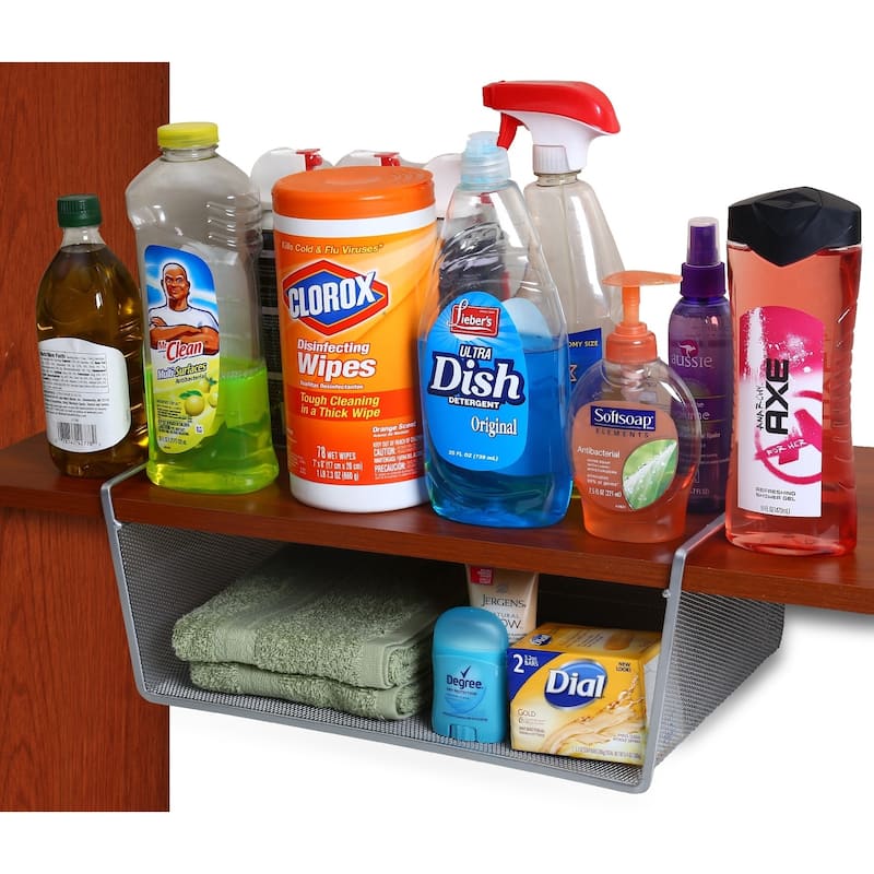 Under Shelf Basket, Mesh Stainless Steel Storage Under Cabinet Hanging Basket, Pack-1