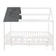 preview thumbnail 21 of 46, Platform Bed for Kids Teens, House Shaped Bed with Fence and Roof, Solid Wood Low Bedframe w/Slats Support, No Box Spring Needed