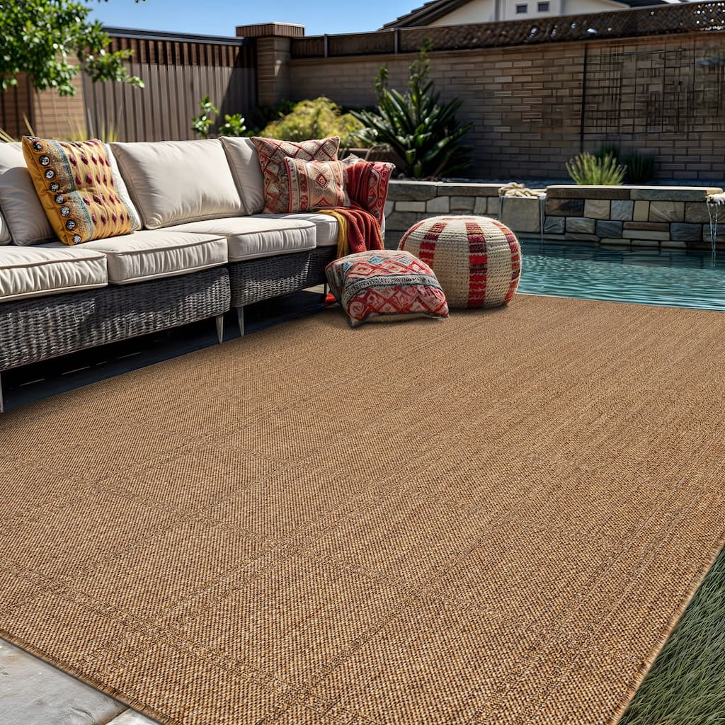 World Rug Gallery Plaid Indoor/Outdoor Flat Woven Area Rug