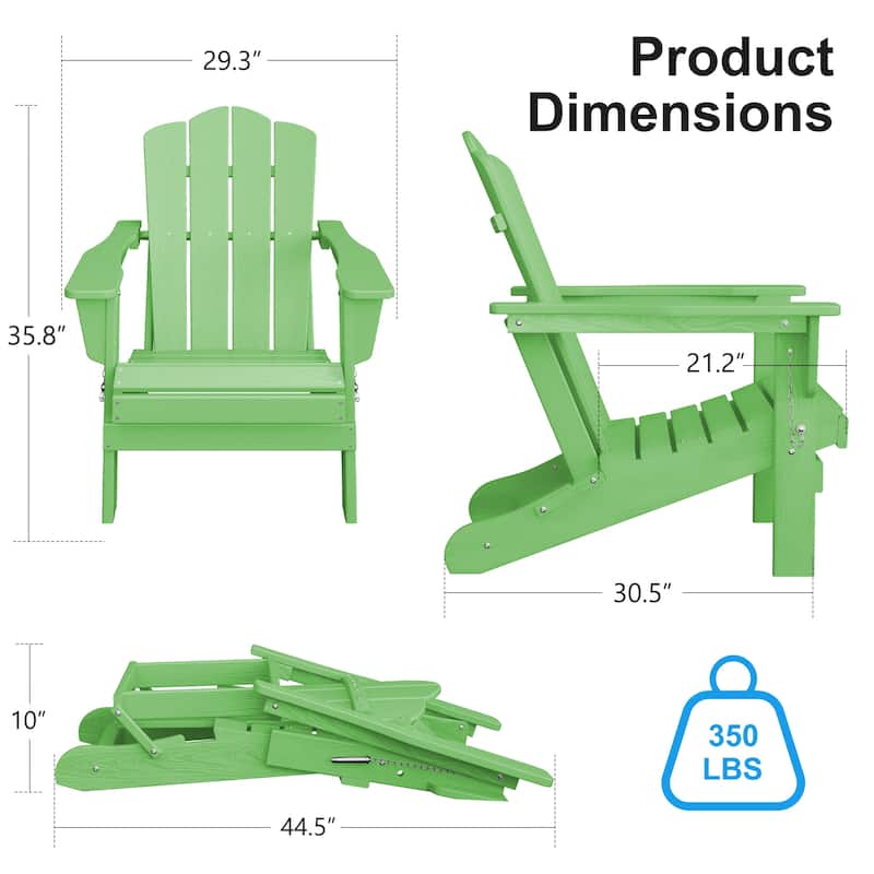 Plastic Folding Outdoor Patio Adirondack Chair With Slat Seat
