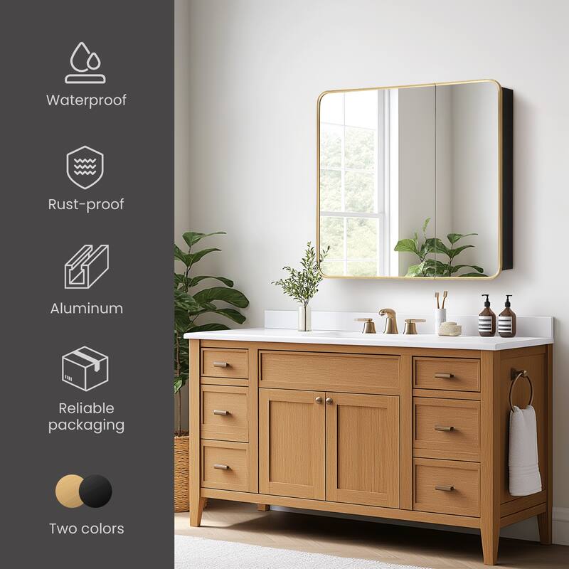 Talayuela Rectangular Aluminum Framed Medicine Cabinet with Mirror