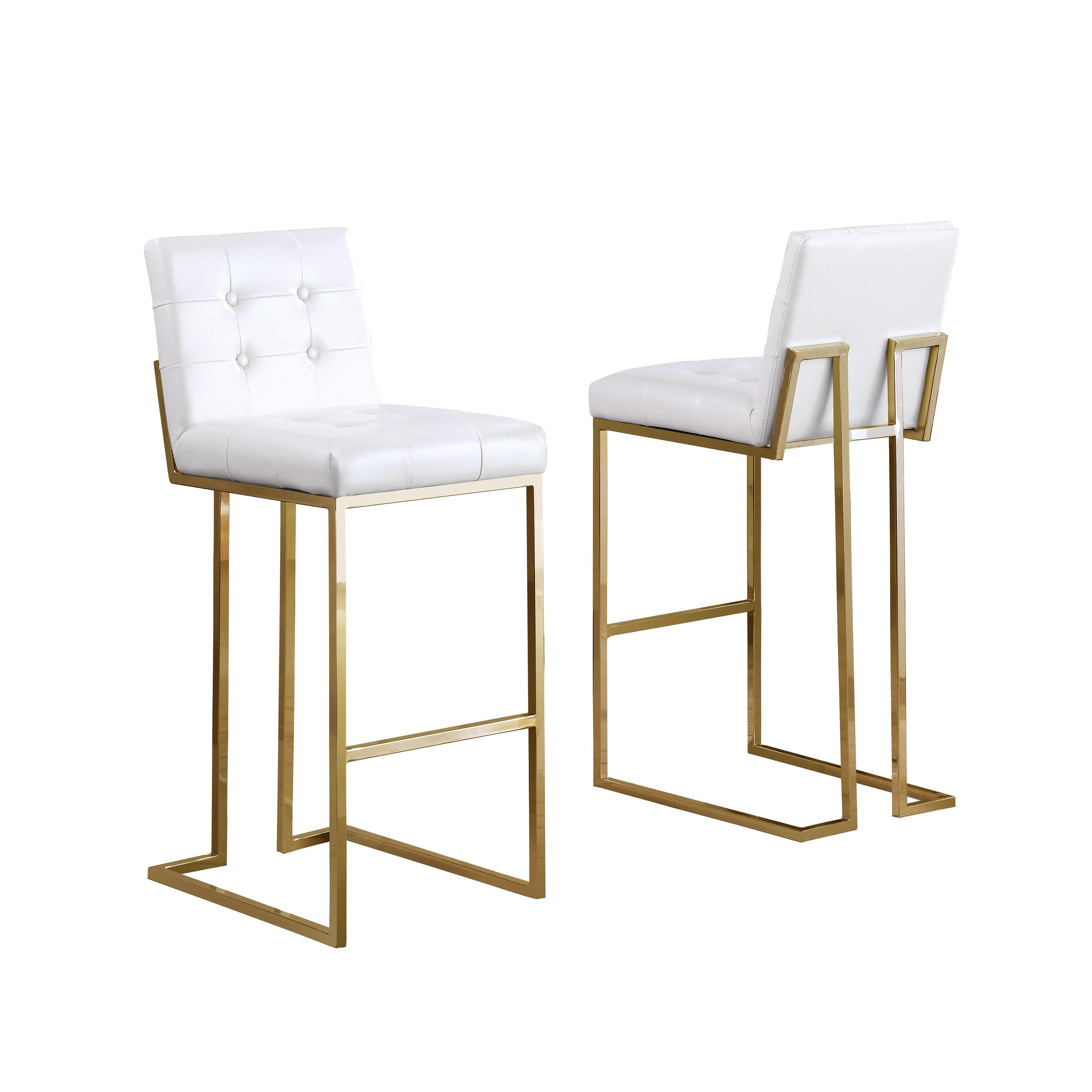 Best Quality Furniture 30 Inch Velvet Tufted W Chrome Gold Barstools