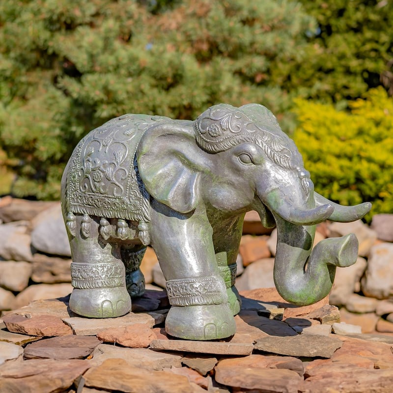 Boho Elephant Statue - 25.2"x10.6"x15.7"