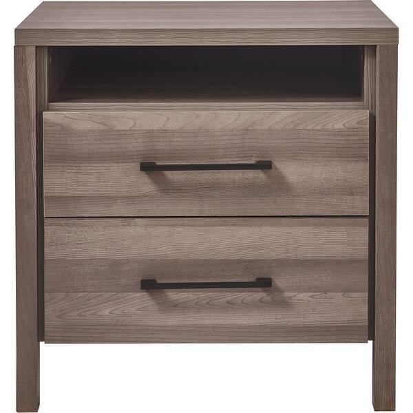 Shop Carbon Loft Mwazanzale Nightstand With 2 Drawers And Shelf Overstock 30750548 Grey Maple