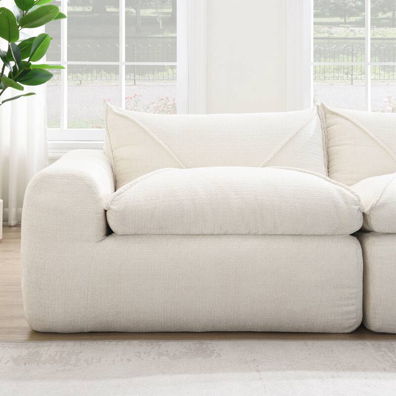 116" Chenille Fully Compressed Sectional Sofa with High-Density Foam, and 6-Seater Modular Cloud Couch