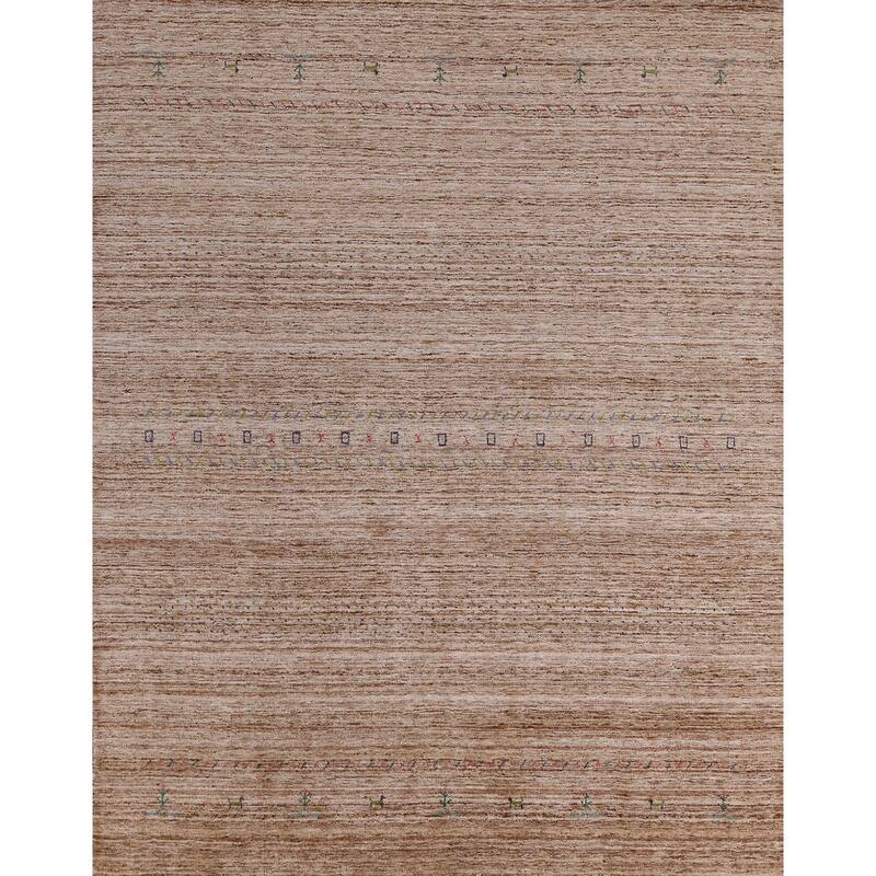 Hand Knotted Oriental 100% Wool Carpet Tribal Tribal Brown Gabbeh Area Rug - 9' 5'' X 8' 0''