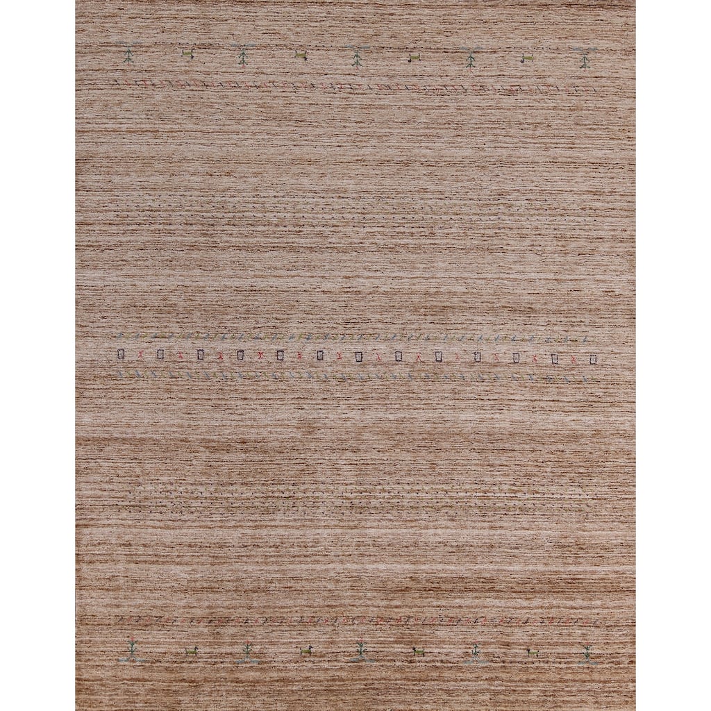 Hand Knotted Oriental 100% Wool Carpet Tribal Tribal Brown Gabbeh Area Rug - 9' 5'' X 8' 0''