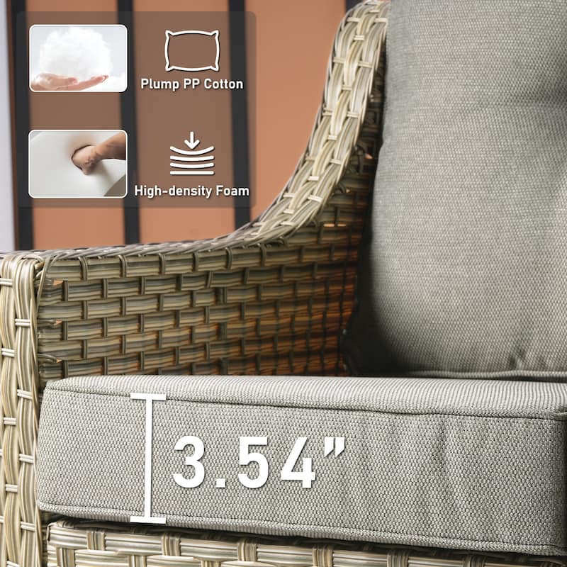 HOOOWOOO 5-piece Wicker High Back Outdoor Furniture Conversation Set