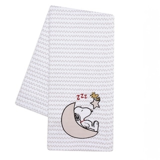 Bedtime Originals Snoopy Love Soft White/Taupe Fleece Baby Blanket w/ Applique