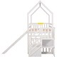 preview thumbnail 11 of 22, Twin Over Twin House Floor Bunk Bed, Wooden Low Bedframe with Convertible Slide, Storage Staircase