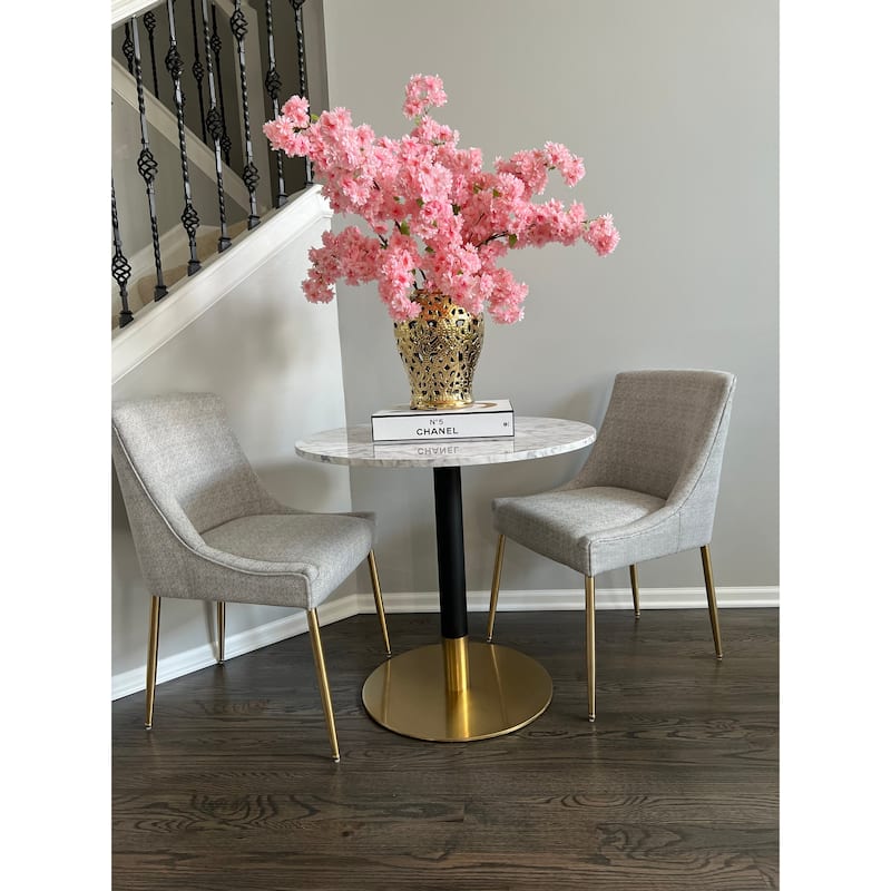 Nathan James Lucy White Faux Marble Table Top Black Base Dining Table
