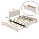 preview thumbnail 4 of 3, Queen Upholstered Platform Bed with Twi Trundle and 2 Drawers, Beige