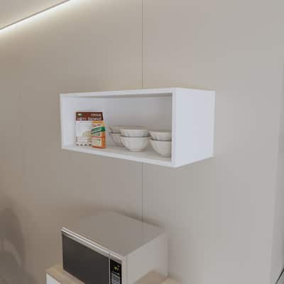 Hard Rock Wall Cabinet in Melamine with Open Storage, Black