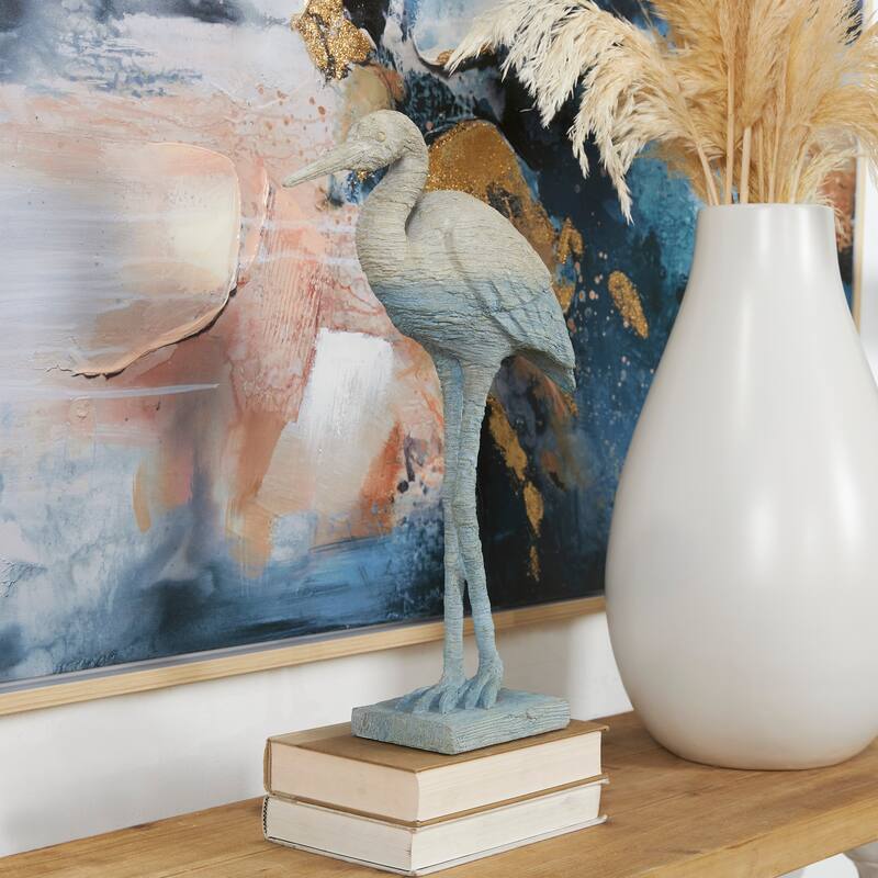 Light Blue Polystone Textured Ombre Flamingo Decorative Sculpture - Light Blue