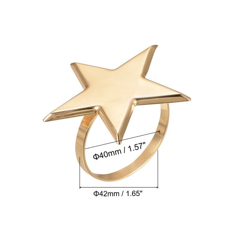 Napkin Rings, 4pcs 40mm Inner Diameter Alloy Star Napkin Buckles, Gold Tone