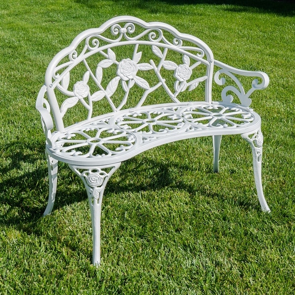 Shop Cast Iron Antique Rose Style Love Seat Bench White 