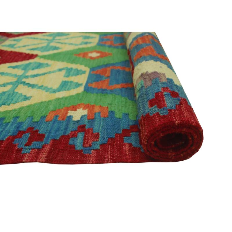 Hand-Woven Sangat Kilim Clair Red/Blue Runner - 2'9" x 9'7"