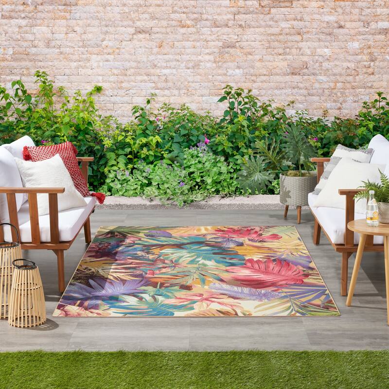 Nourison Color Splash Indoor/Outdoor Multicolored Nature Area Rug - Multicolor - 5'3" x 7'3"