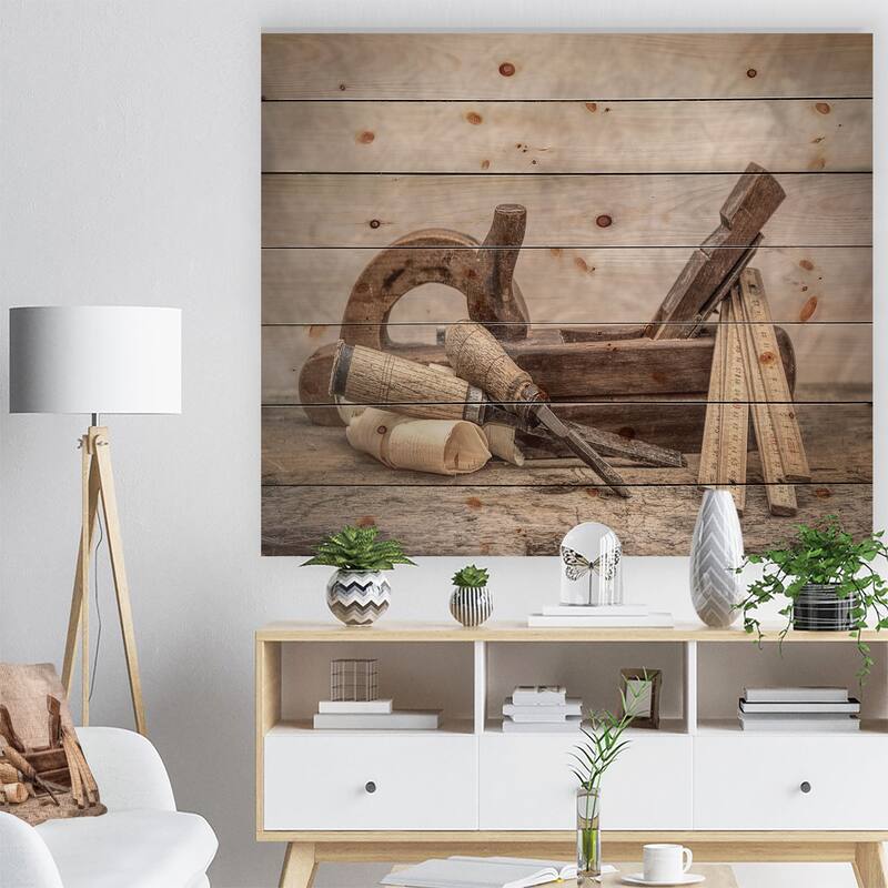 Designart 'Vintage Woodworking Chisel Tools' Vintage Wood Wall Art