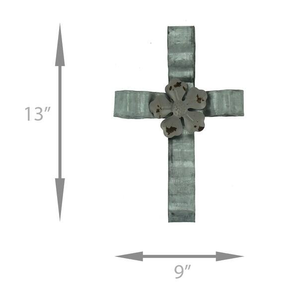 Shop Corrugated Metal Ribbon Hibiscus Flower Decorative Wall Cross