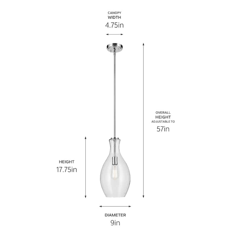 Kichler Lighting Everly 1-Light Bell Pendant Light with Seeded Glass