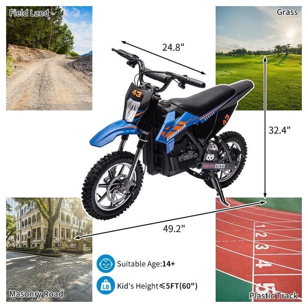 dimension image slide 0 of 2, 36V Ride on Dirt Bike Motorcycle for Teens