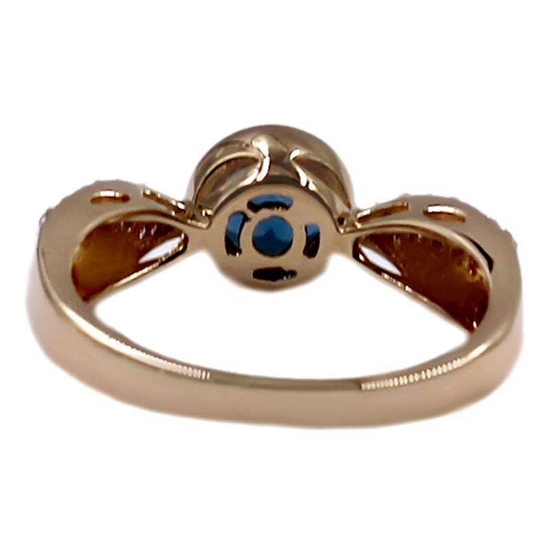 14KT Yellow Gold London Blue Topaz and Diamond Ring