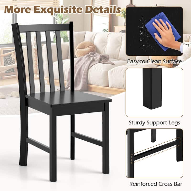Costway Rustic Dining Chairs Set of 2 with Slat Tilt Backrest, Wide - See Details