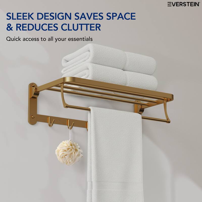 2-Tier Stainless Steel Bath Towel Rack with 5 Hooks