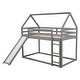 preview thumbnail 5 of 16, Modern Twin Size Wood Bunk House Bed with Slide, Ladder & Roof, Gray