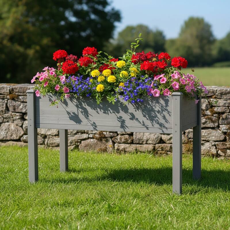 Natural Elevated Planter Box for Outdoor Use with Eco-Friendly Finish