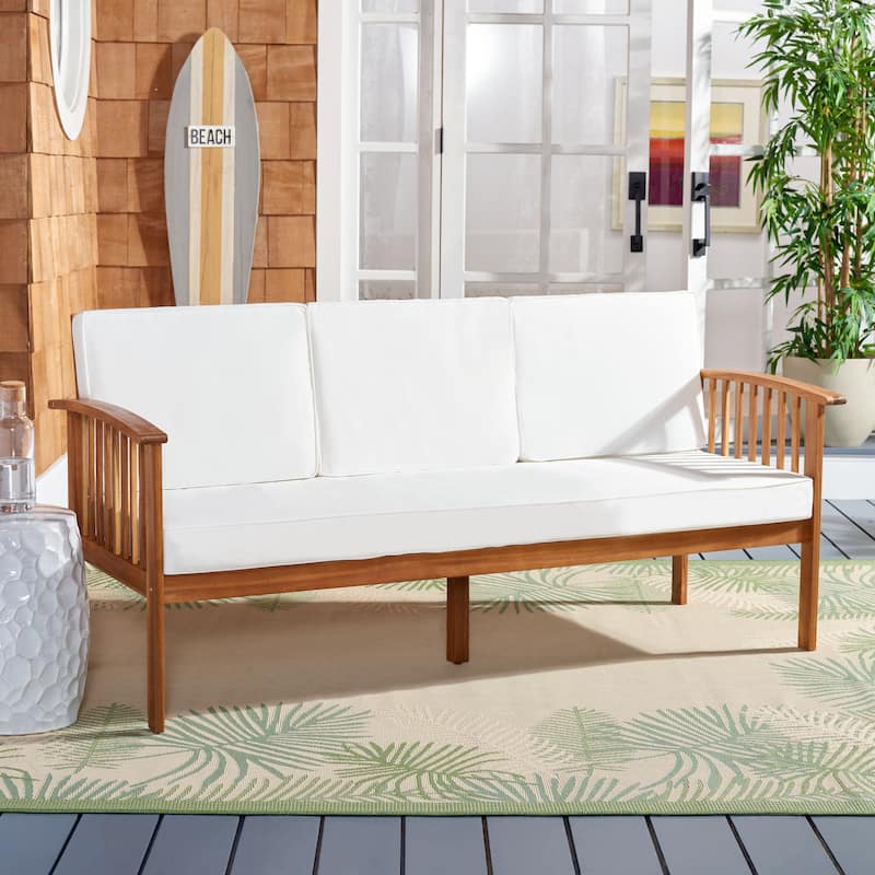 SAFAVIEH Najiba Outdoor Patio Bench - 27Wx69Dx33H - Natural/Beige