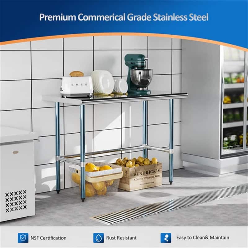 48 X 24 Inch Open Base Stainless Steel Table - N/A