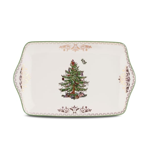 slide 2 of 7, Spode Christmas Tree Gold Dessert Tray - 12" L x 7" W 12" L x 7" W